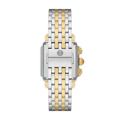 Deco Two Tone 18K Gold Plated Diamond Dial Watch MWW06A000779 MICHELE