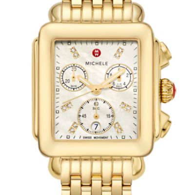 Deco 18K Gold-Plated Diamond Dial Watch