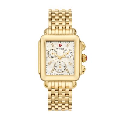 Deco Two Tone 18K Gold Diamond Dial Watch MWW06A000779 MICHELE