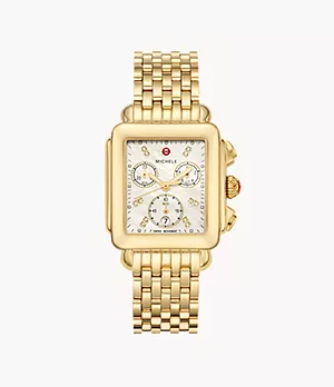 Deco 18k Gold Diamond Dial Watch