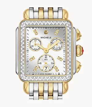 Deco Diamond High Shine Two-Tone 18K Gold-Plated Watch