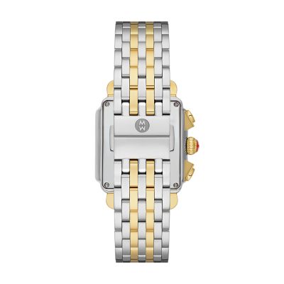 Deco Diamond High Shine Two Tone 18K Gold Plated Watch MWW06A000805 MICHELE