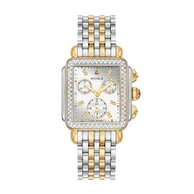 Deco Diamond High Shine Two-Tone 18K Gold-Plated Watch