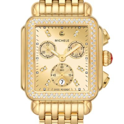 Deco Diamond High Shine 18K Gold-Plated Watch