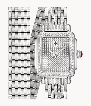 Deco Madison Mini Double Wrap Stainless Pavé Diamond Watch