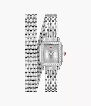 Deco Madison Mini Double Wrap Stainless Pavé Diamond Watch