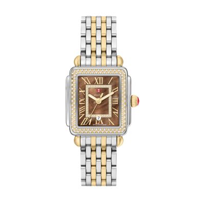 Deco Madison Mid Diamond Two-Tone 18K Gold-Plated Stainless Steel Watch