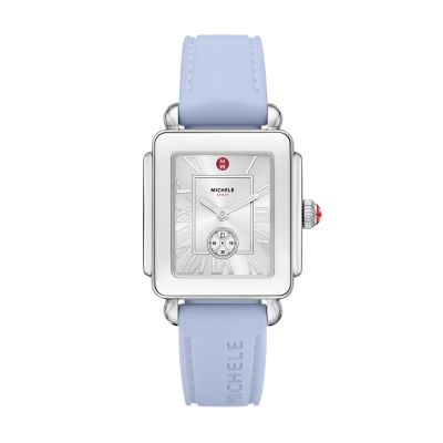 Deco Sport Mid Stainless Steel Pastel Blue Silicone Watch 