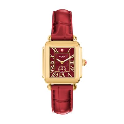 Deco Sport Mid Ruby Red Leather Watch