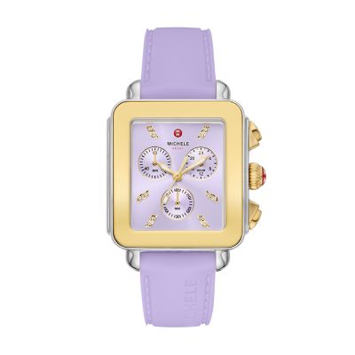 Michele watch white silicone band best sale