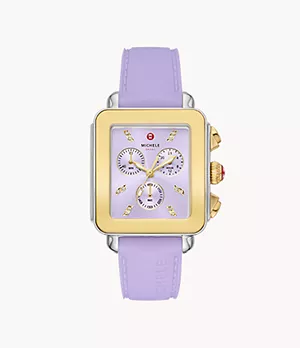 Deco Sport Gold-Tone Lavender Silicone Watch