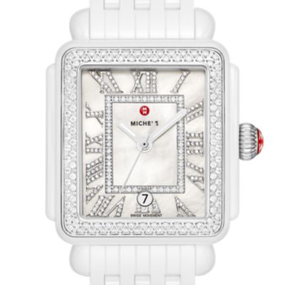 Deco Madison White Ceramic Diamond Watch