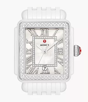 Deco Madison White Ceramic Diamond Watch