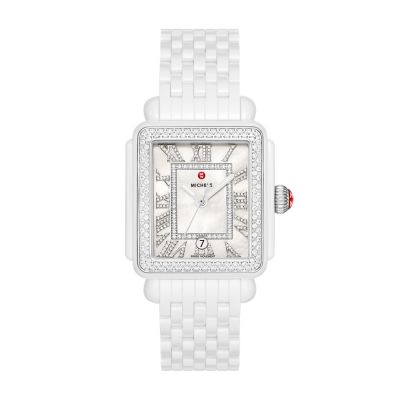 Michele white ceramic on sale watch