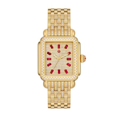 Limited Edition Deco 18K Gold Plated Diamond Watch