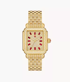 Limited Edition Deco 18K Gold-Plated Diamond Watch