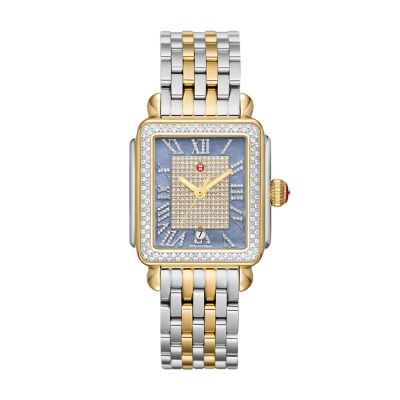 Limited Edition Deco Madison Two Tone 18K Gold Plated Diamond Watch MWW06T000271 MICHELE