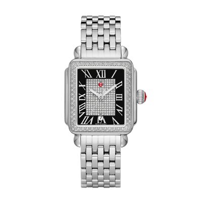 Michele Deco Madison Watch 33mm x 35mm Black Silver