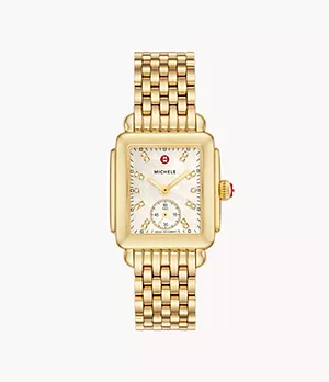 Deco Mid 18K Gold Diamond Dial Watch
