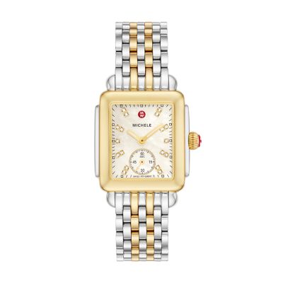 Deco Mid Two Tone Diamond Dial Watch MWW06V000042 MICHELE