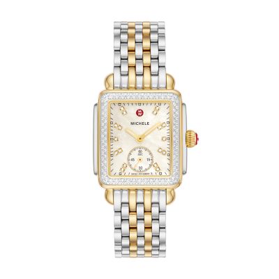 Deco Mid Two Tone 18K Gold Diamond Watch MWW06V000123 MICHELE