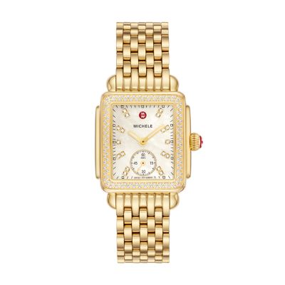 Michele deco watch sales two tone