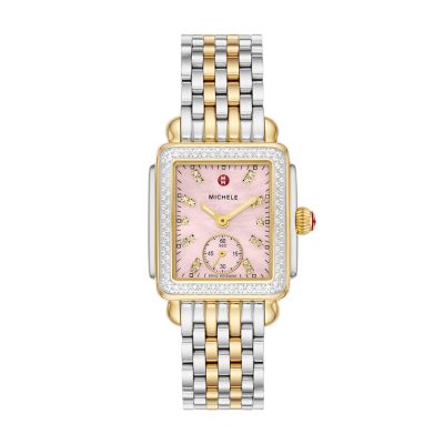 Deco Mid 18K Gold Plated Diamond Watch MWW06V000124 MICHELE