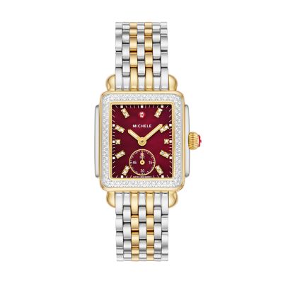 Deco Mid Two Tone 18K Gold Plated Diamond Watch MWW06V000130 MICHELE