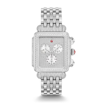 Michele Deco Diamond Watch With Diamond Dial Stainless R M Woodrow Jewelers