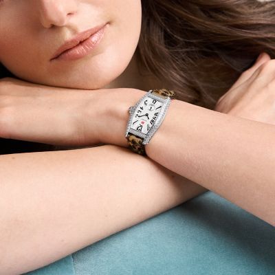 ヴィンテージキルトオーシャンウェーブ♡クリヴキルト.アンティークキルト·͜· ♡ Special Edition Coquette Diamond Stainless Steel Leopard Print