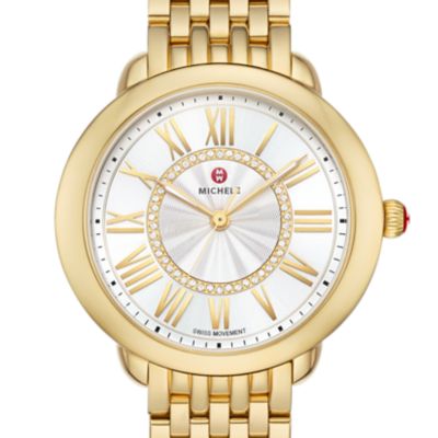 Serein Mid 18k Gold-Plated Diamond Dial Watch