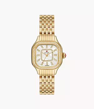 Meggie Three-Hand Gold Diamond Stainless Steel Watch