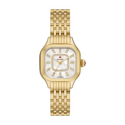 Michele watch round face with online diamonds