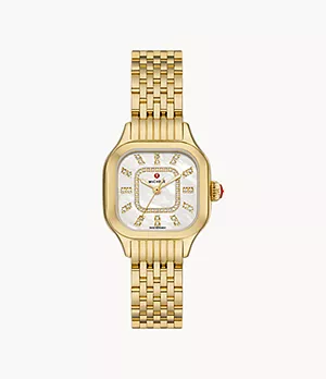 Meggie 18K Gold-Plated Diamond Dial Watch