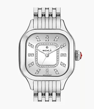Meggie Stainless Steel Diamond Dial Watch