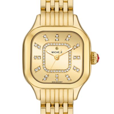 Meggie 18K Gold-Plated Diamond Dial Watch