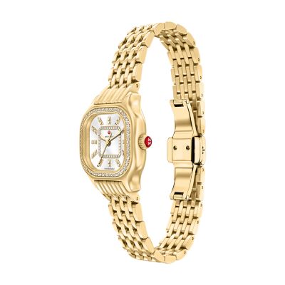Meggie Mini Diamond 18K Gold-Plated Stainless Steel Watch