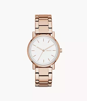 DKNY Stanhope Three-Hand Rose Gold-Tone Stainless Steel Watch