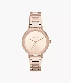 DKNY Women's The Modernist Three-Hand Rose Gold-Tone Stainless Steel Watch