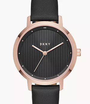DKNY Women's The Modernist Black Leather Watch