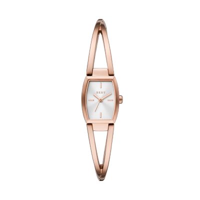 DKNY Crosswalk Three Hand Rose Gold Tone Stainless Steel Watch