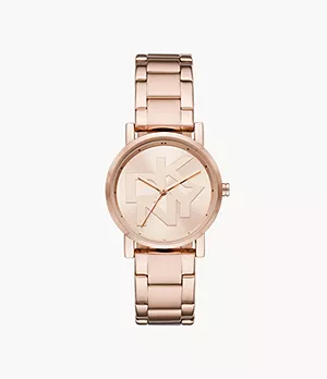 DKNY Soho Three-Hand Rose Gold-Tone Watch