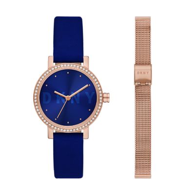 DKNY Soho Three-Hand Blue-Tone Stainless Steel Watch