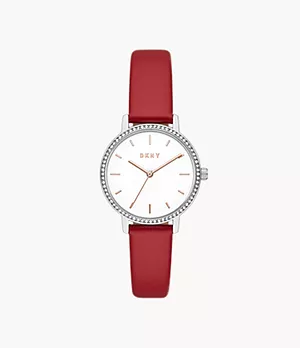DKNY The Modernist Three-Hand Red Leather Watch