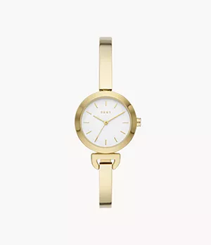 DKNY Uptown D Three-Hand Gold-Tone Stainless Steel Watch