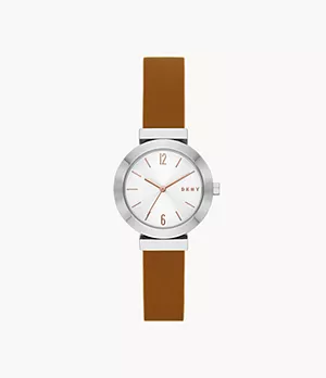 DKNY Stanhope Three-Hand Brown Leather Watch