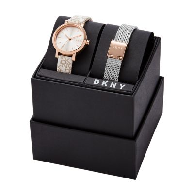 Ensemble de montre trois aiguilles et de bracelet Soho DKNY en