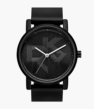 DKNY Soho Three-Hand Black Polyurethane Watch