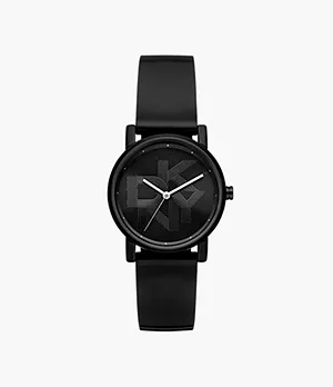 DKNY Soho Three-Hand Black Polyurethane Watch