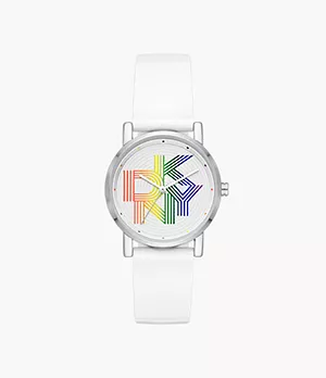 DKNY Soho Three-Hand White Polyurethane Watch